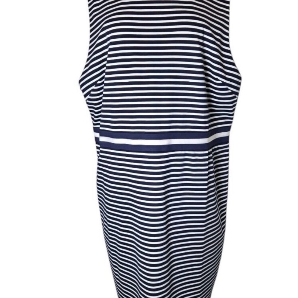 Draper James XXL Striped Ponte Sheath Dress Nautical Navy Blue & White Sailor